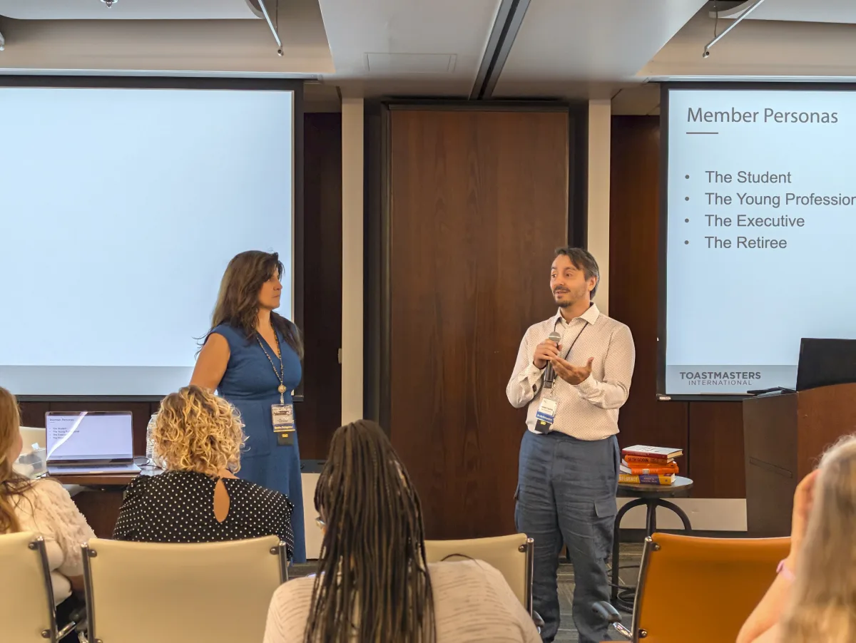 Marie and Vincent Feutrier presenting their club marketing session at the Phoenix Summer TLI